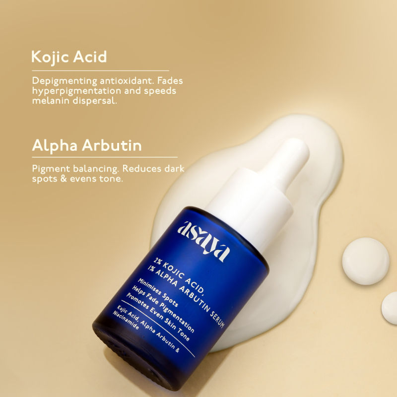 Asaya 2% Kojic Acid + 1% Alpha Arbutin Face Serum for Brightening, Even Tone & Pigmentation