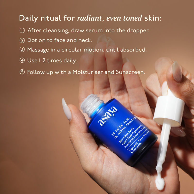 Asaya 2% Kojic Acid + 1% Alpha Arbutin Face Serum for Brightening, Even Tone & Pigmentation