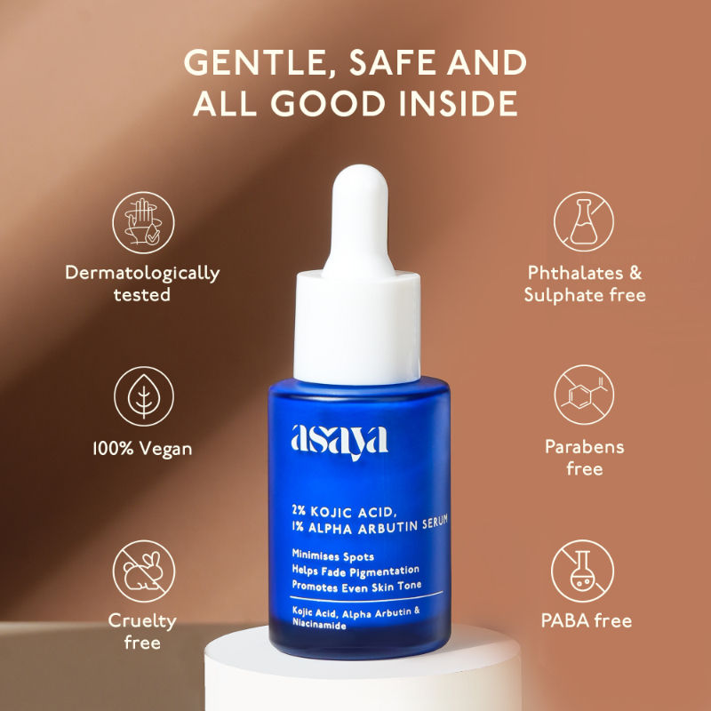 Asaya 2% Kojic Acid + 1% Alpha Arbutin Face Serum for Brightening, Even Tone & Pigmentation