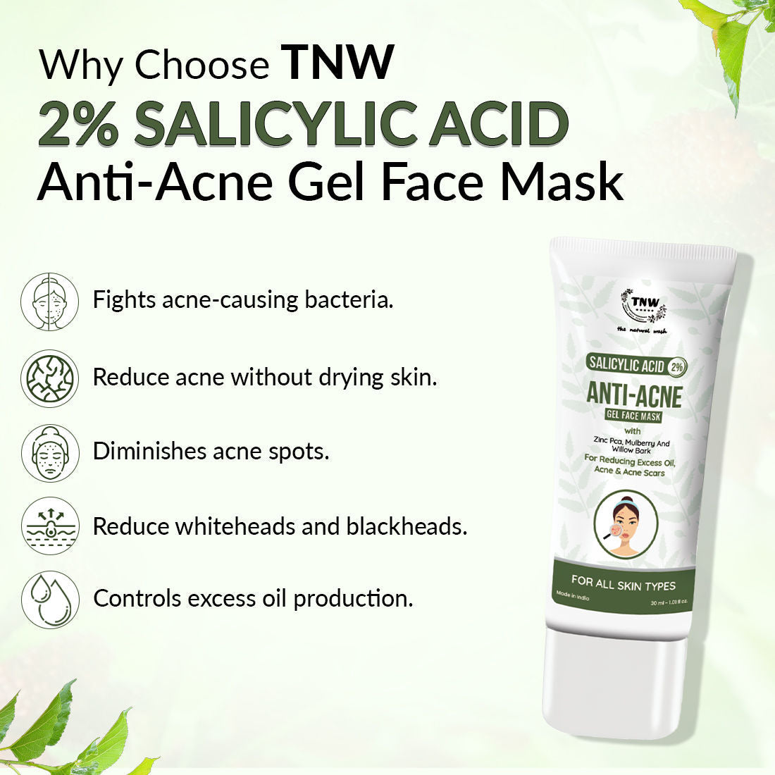TNW The Natural Wash 2% Salicylic Acid Anti-Acne Gel Face Mask