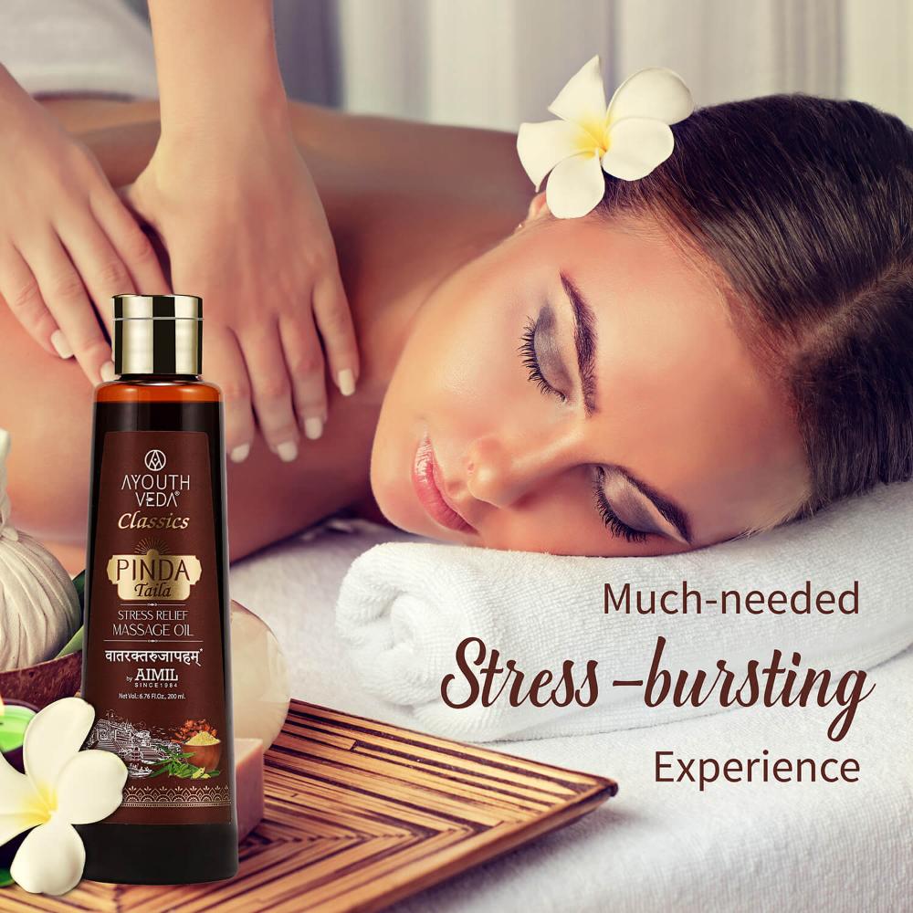 AyouthVeda Pinda Taila Stress Relief Herbal Massage Oil Heals Damaged Tissue