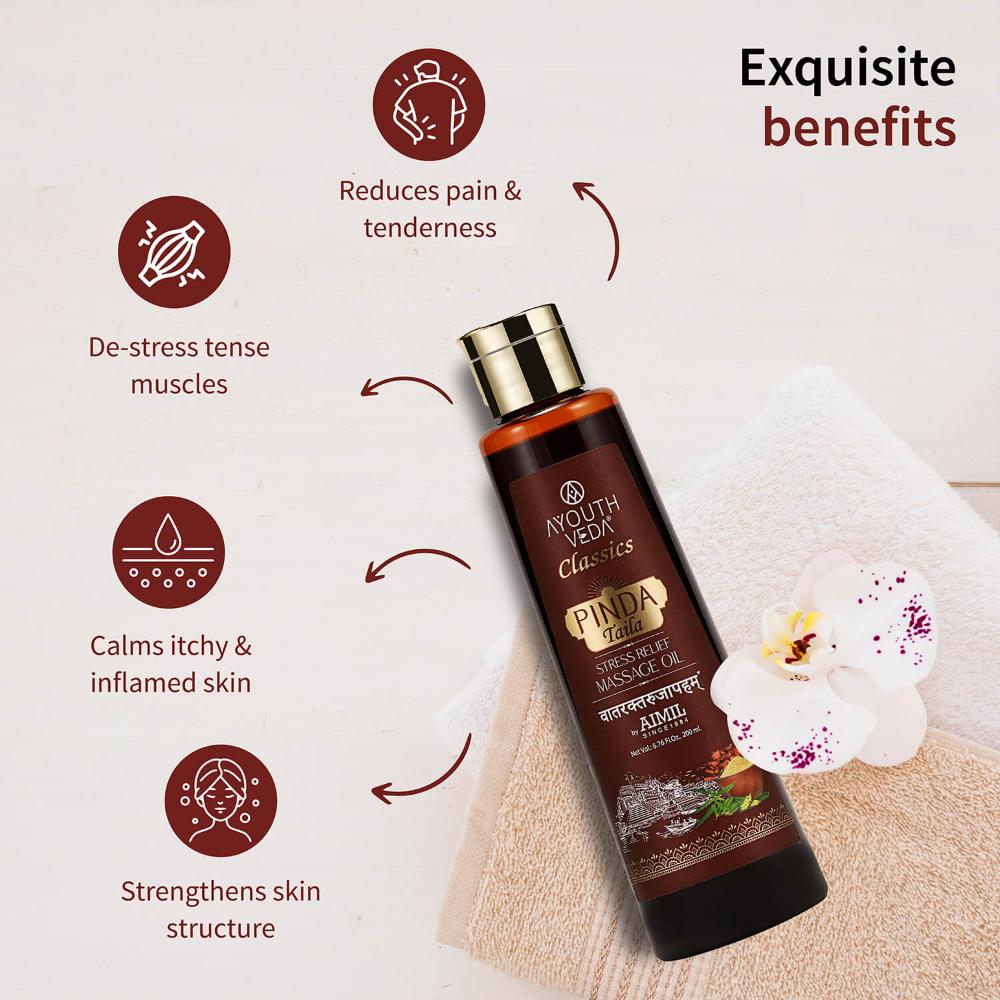 AyouthVeda Pinda Taila Stress Relief Herbal Massage Oil Heals Damaged Tissue