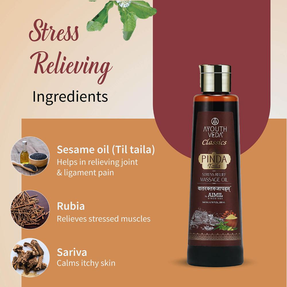 AyouthVeda Pinda Taila Stress Relief Herbal Massage Oil Heals Damaged Tissue