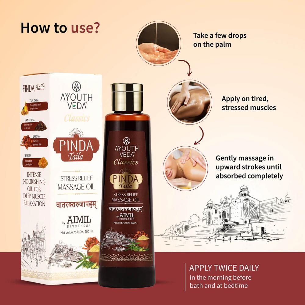 AyouthVeda Pinda Taila Stress Relief Herbal Massage Oil Heals Damaged Tissue