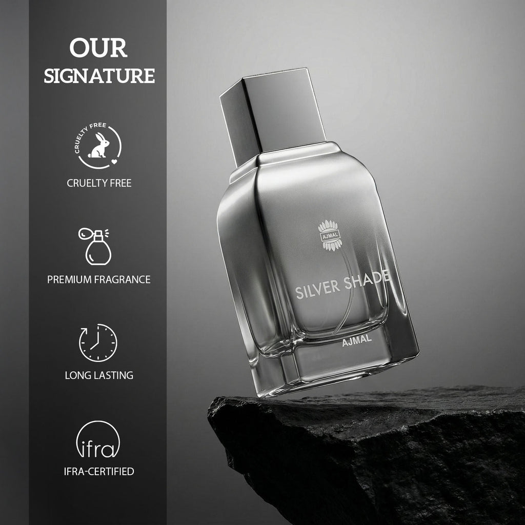 Ajmal India Silver Shade Long Lasting Perfume For Men Fresh Citrus Woody Musk Elegant Fragrance