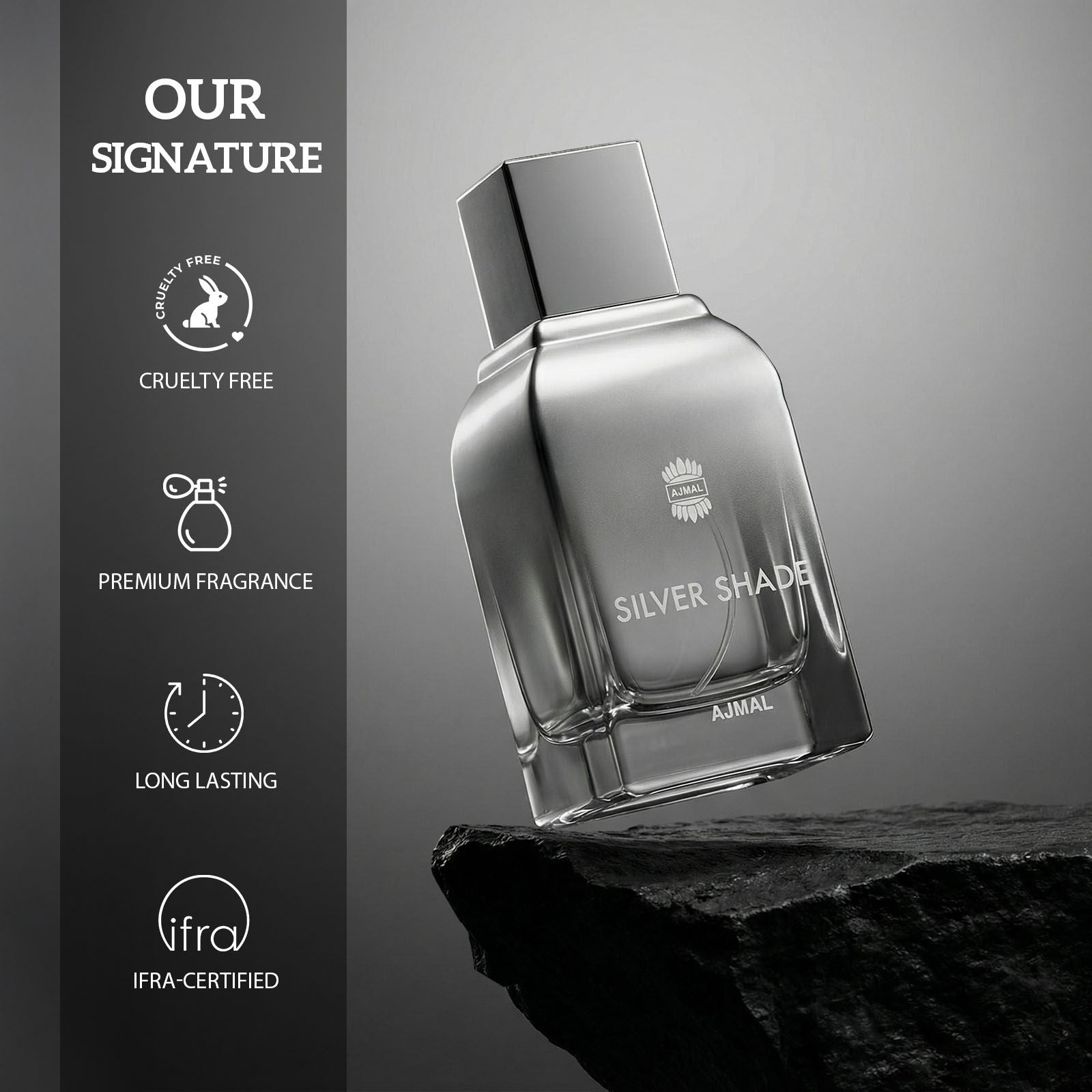 Ajmal India Silver Shade Long Lasting Perfume For Men Fresh Citrus Woody Musk Elegant Fragrance