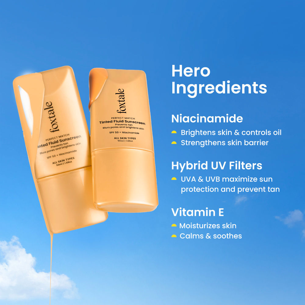 Foxtale SPF 50 PA+++ Tinted Fluid Sunscreen
