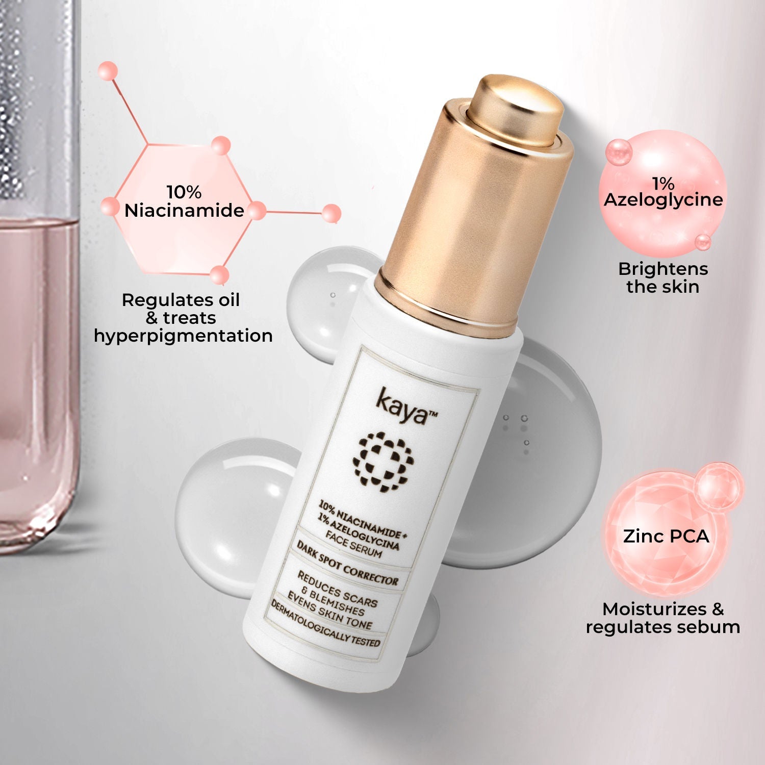 Kaya 10% Niacinamide + 1% Azeloglycina Face Serum, Dark Spot Corrector, Fights Acne, All Skin Type