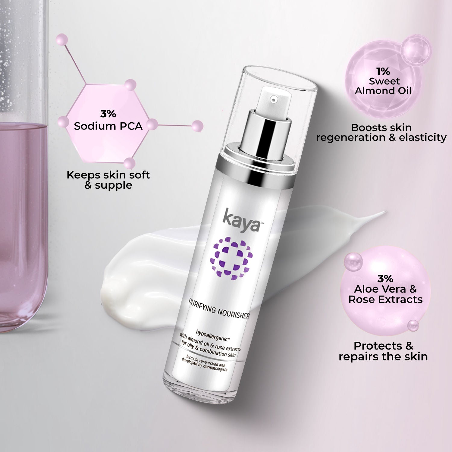 Kaya Acne Care Purifying Nourisher, Gentle/light/non-greasy daily Moisturizer for oily & pimple prone skin, 50 ml