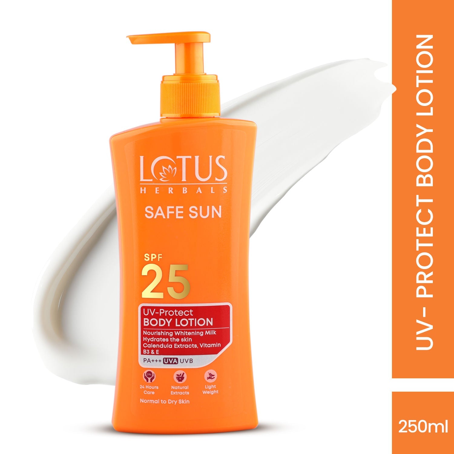 Lotus Herbals Safe Sun UV Protect Body Lotion, SPF 25 PA+++ Nourishing Whitening Milk