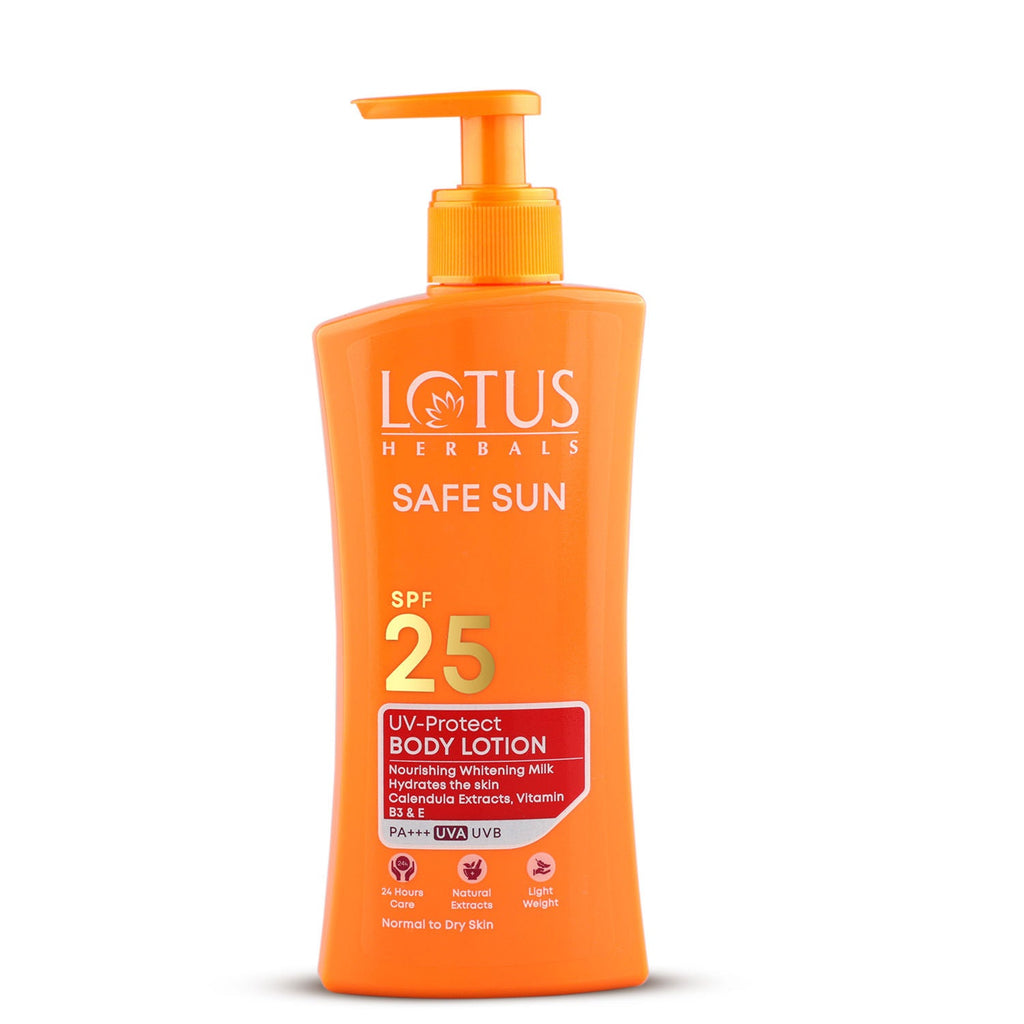 Lotus Herbals Safe Sun UV Protect Body Lotion, SPF 25 PA+++ Nourishing Whitening Milk