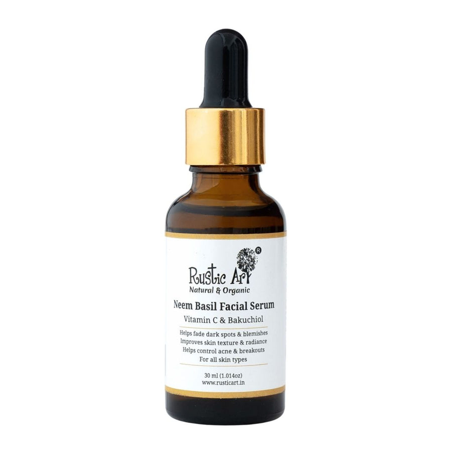 Rustic Art Neem Basil Facial Serum with Vitamin C & Bakuchiol