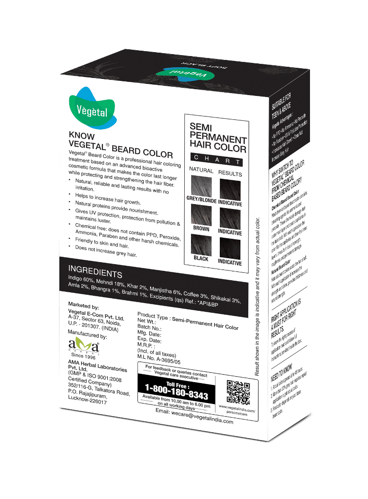 Vegetal Safe Color For Beard - Soft Black