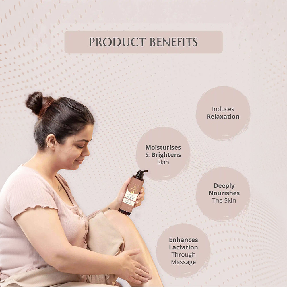 AreoVeda Post Natal Massage Oil For Moms To Relax, Nourish & Brighten Skin, Non-Greasy