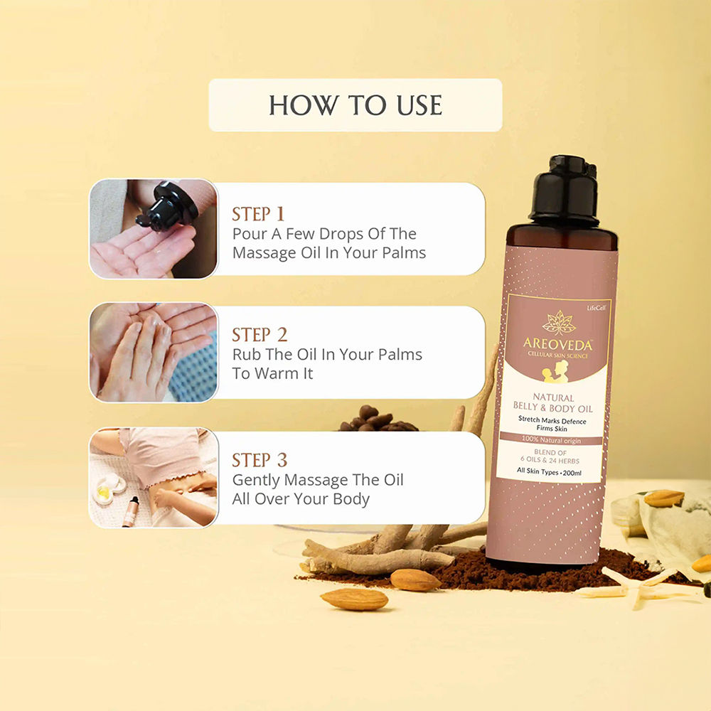 AreoVeda Post Natal Massage Oil For Moms To Relax, Nourish & Brighten Skin, Non-Greasy
