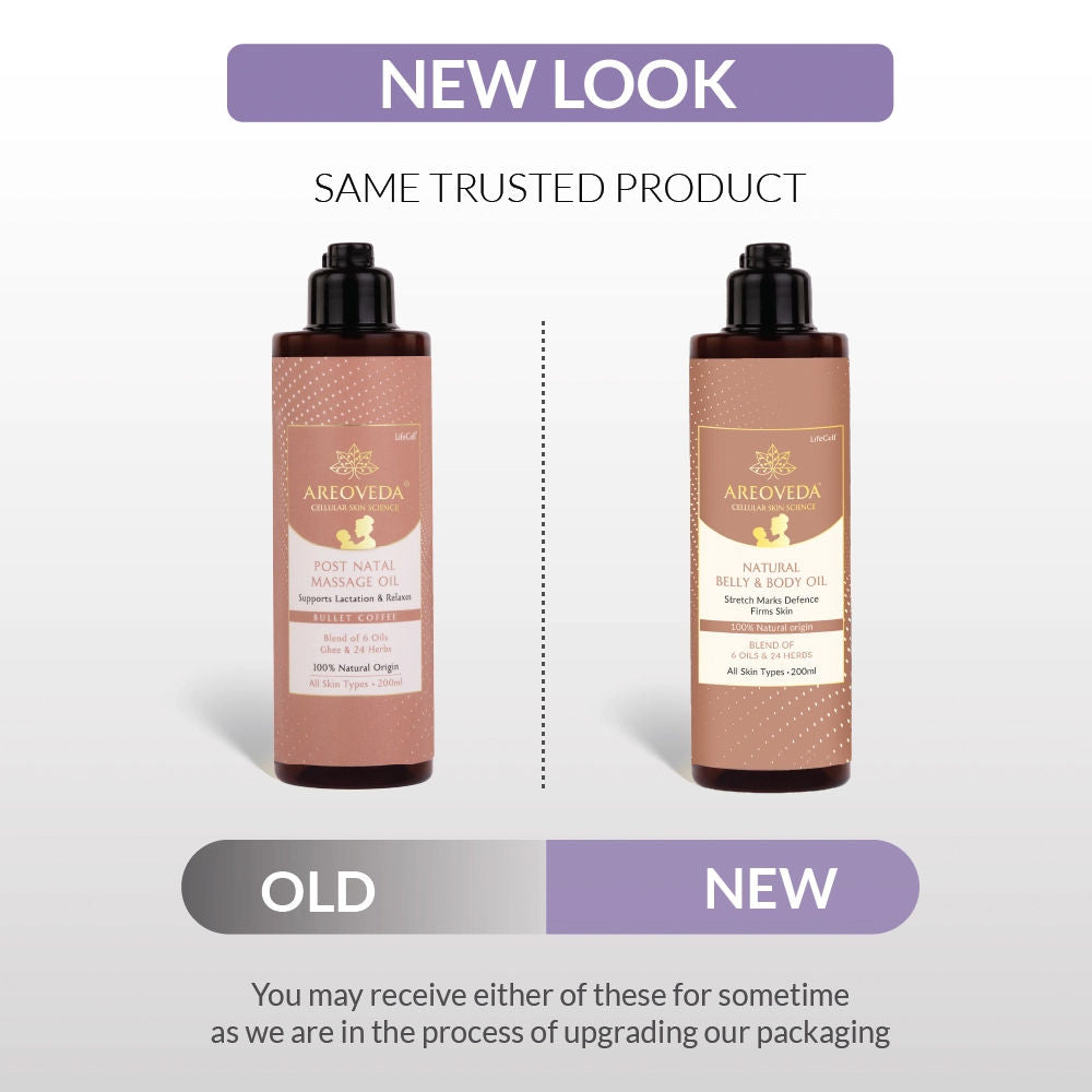 AreoVeda Post Natal Massage Oil For Moms To Relax, Nourish & Brighten Skin, Non-Greasy