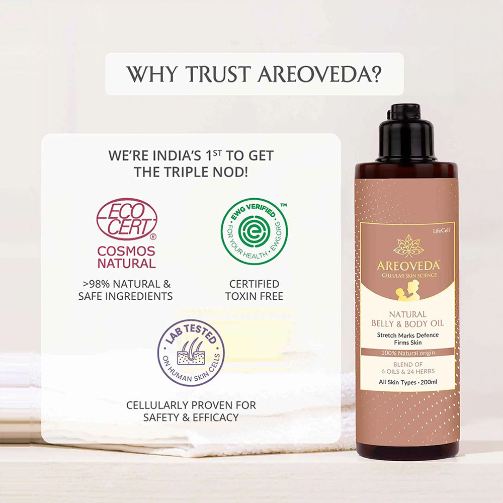 AreoVeda Post Natal Massage Oil For Moms To Relax, Nourish & Brighten Skin, Non-Greasy