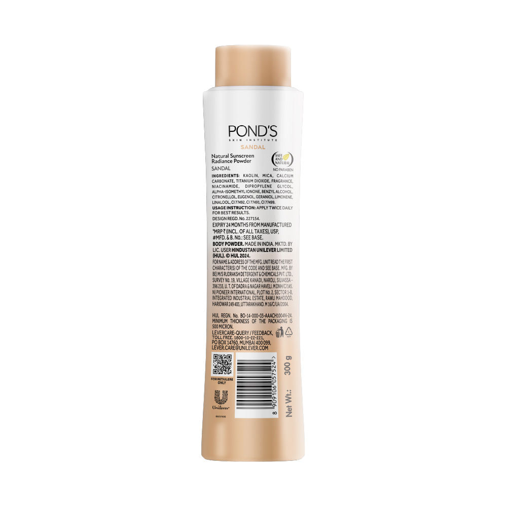 Ponds Sandal Radiance Talcum Powder Natural Sunscreen