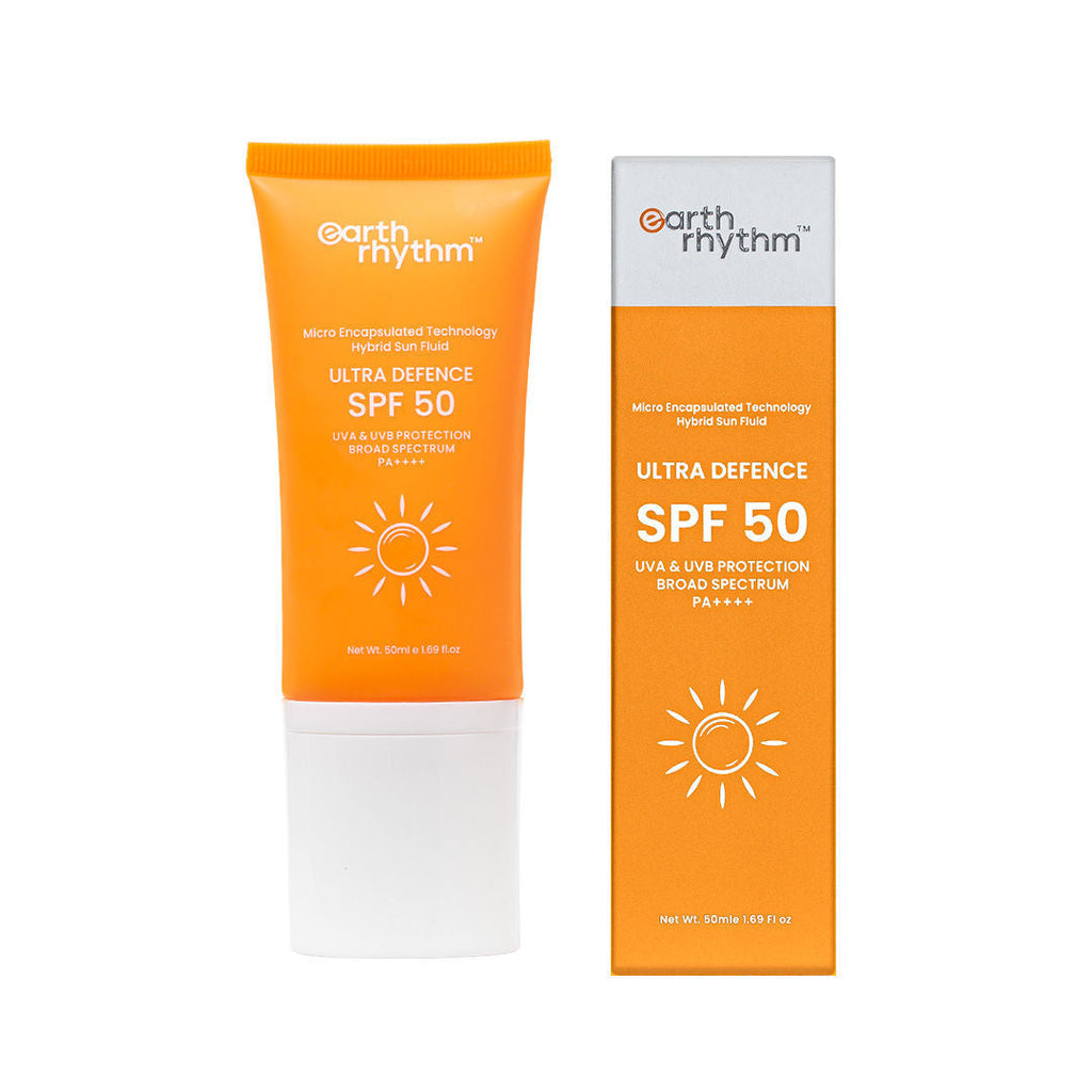 Earth Rhythm Ultra Defence Hybrid Sun Fluid SPF 50, Broad Spectrum, UVA UVB Protection, PA++++