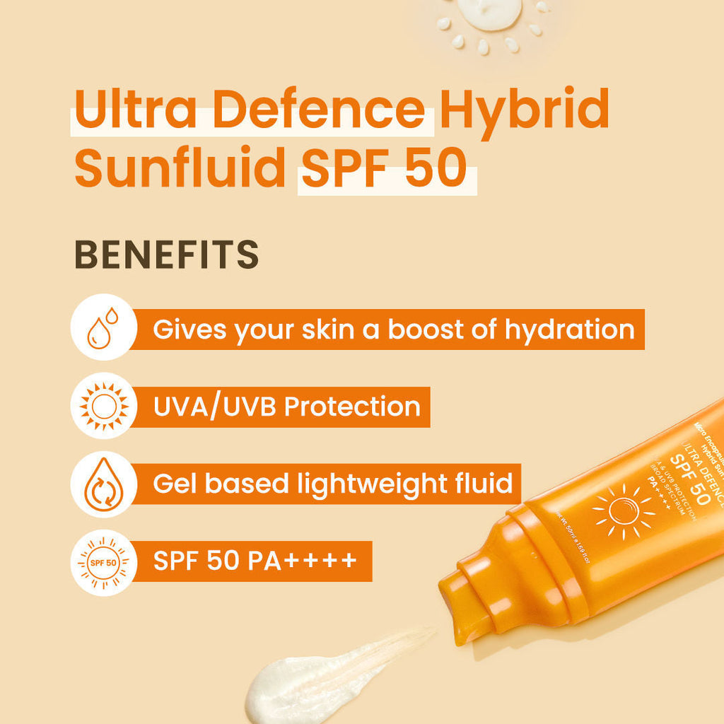 Earth Rhythm Ultra Defence Hybrid Sun Fluid SPF 50, Broad Spectrum, UVA UVB Protection, PA++++