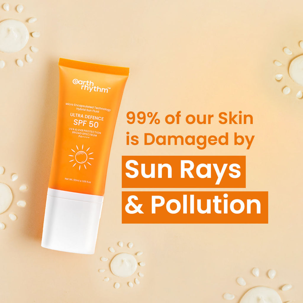 Earth Rhythm Ultra Defence Hybrid Sun Fluid SPF 50, Broad Spectrum, UVA UVB Protection, PA++++