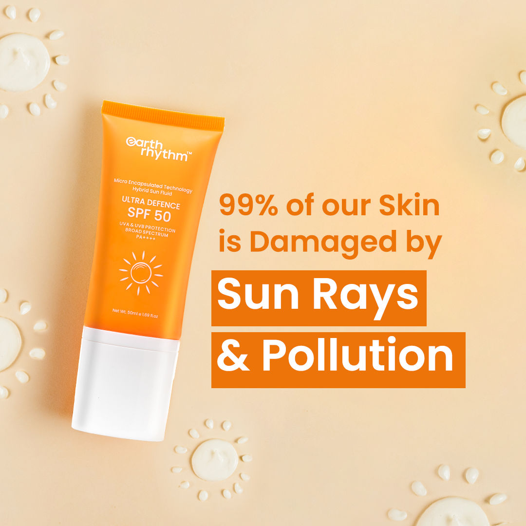 Earth Rhythm Ultra Defence Hybrid Sun Fluid SPF 50, Broad Spectrum, UVA UVB Protection, PA++++