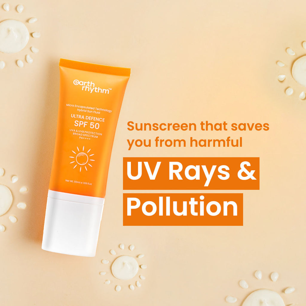 Earth Rhythm Ultra Defence Hybrid Sun Fluid SPF 50, Broad Spectrum, UVA UVB Protection, PA++++