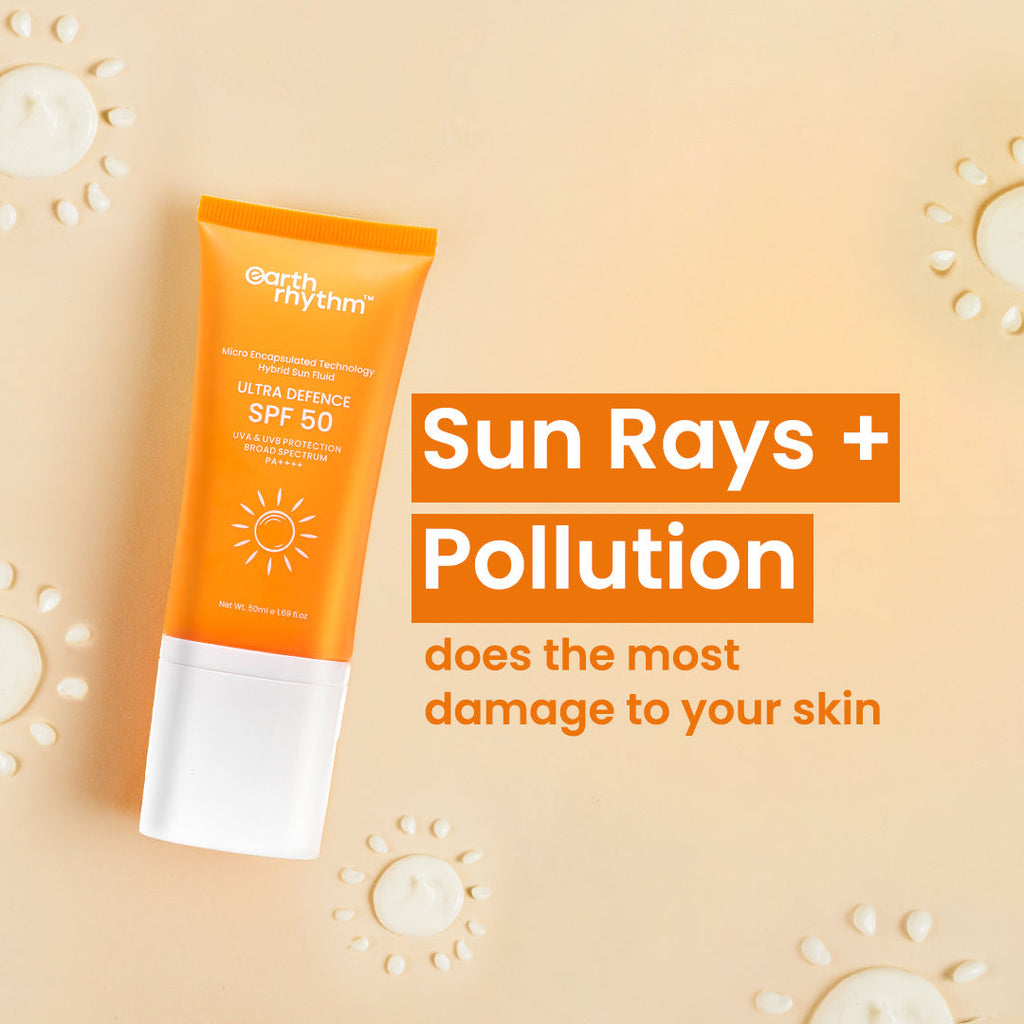 Earth Rhythm Ultra Defence Hybrid Sun Fluid SPF 50, Broad Spectrum, UVA UVB Protection, PA++++