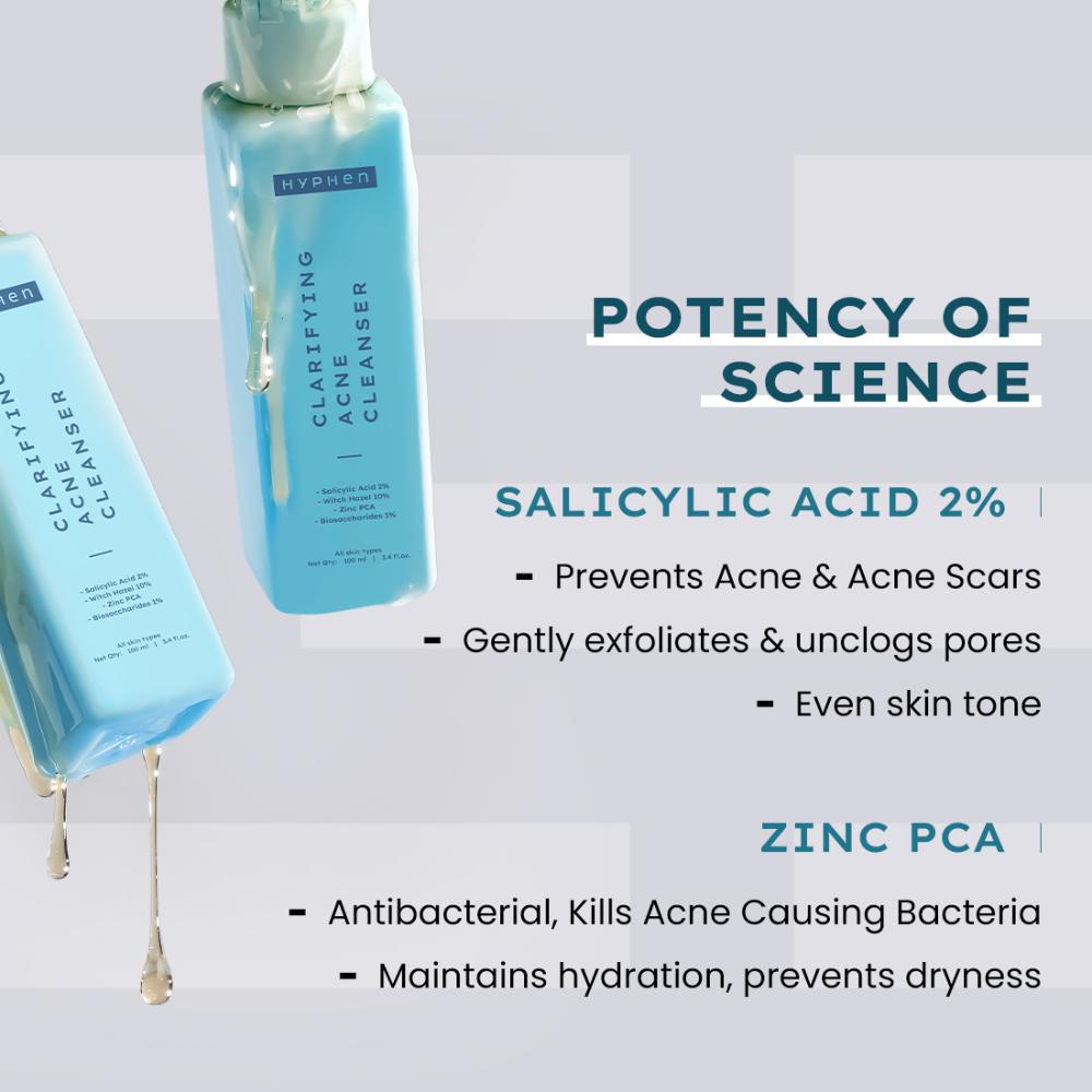 Hyphen Clarifying Acne Cleanser With 2% Salicylic Acid, Anti-Acne Face Wash For Oil Control