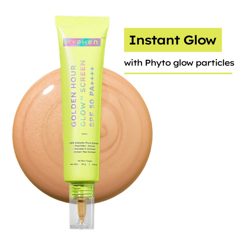 Hyphen Golden Hour Glow Sunscreen SPF 50 PA++++ for Dewy & Bright Skin High UVA/B Protection