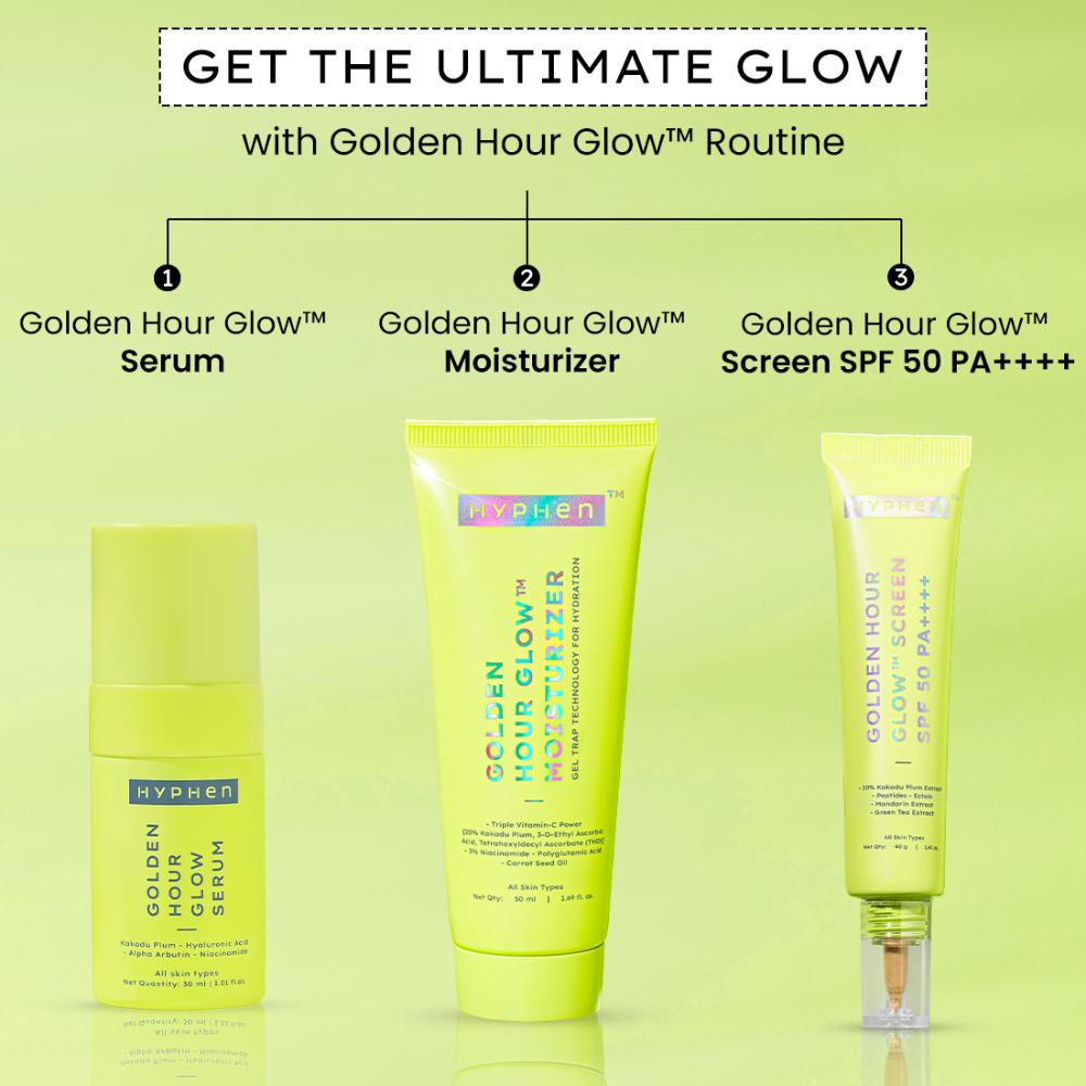 Hyphen Golden Hour Glow Sunscreen SPF 50 PA++++ for Dewy & Bright Skin High UVA/B Protection