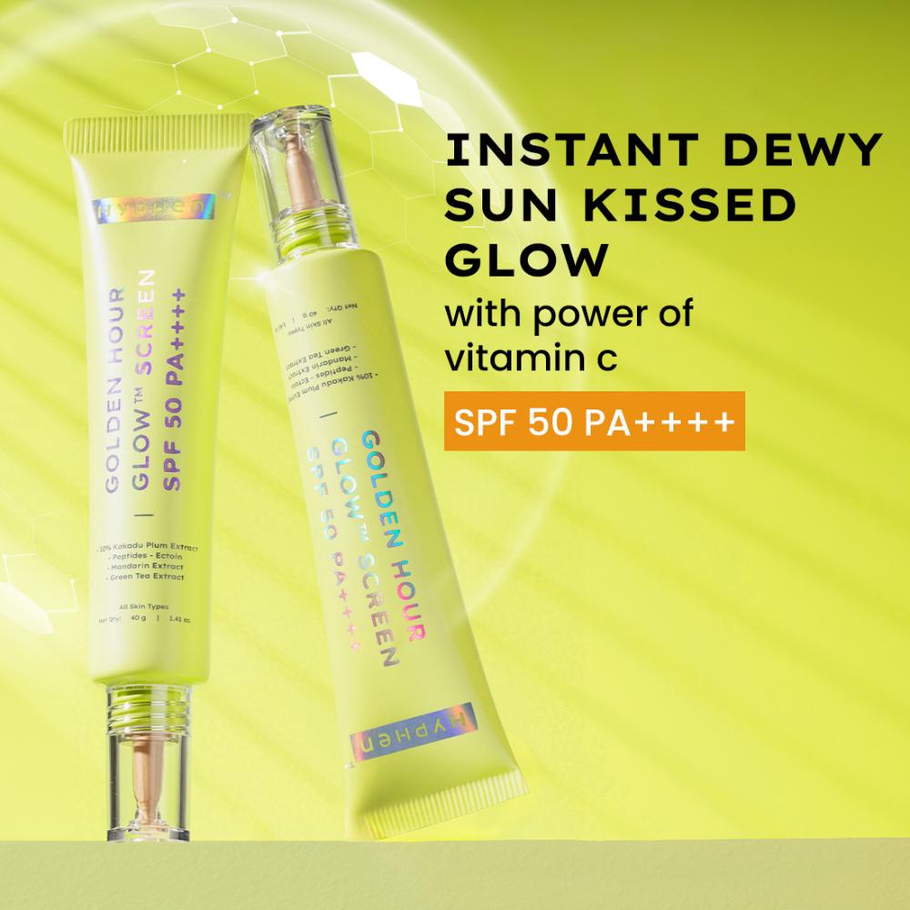 Hyphen Golden Hour Glow Sunscreen SPF 50 PA++++ for Dewy & Bright Skin High UVA/B Protection