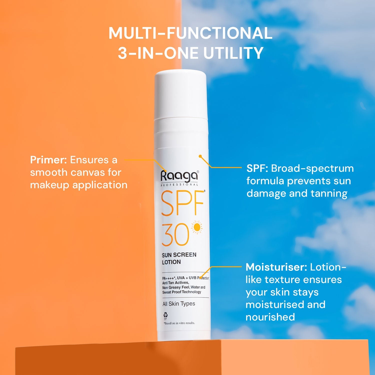Raaga Professional Spf 30 Pa++++ Sunscreen Lotion With Uva + Uvb Protection, All Skin Types, 55 Ml