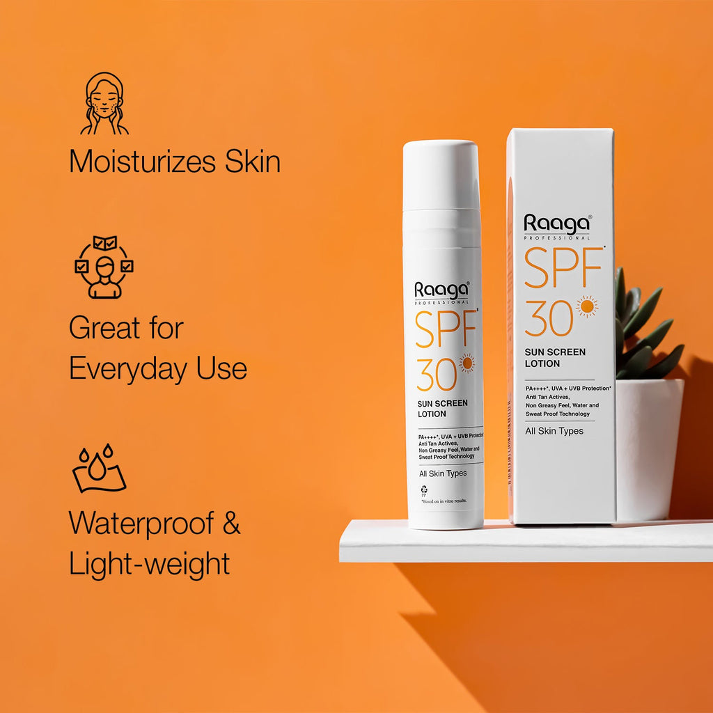 Raaga Professional Spf 30 Pa++++ Sunscreen Lotion With Uva + Uvb Protection, All Skin Types, 55 Ml