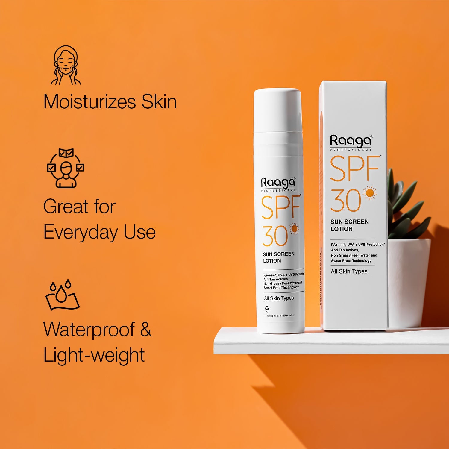Raaga Professional Spf 30 Pa++++ Sunscreen Lotion With Uva + Uvb Protection, All Skin Types, 55 Ml