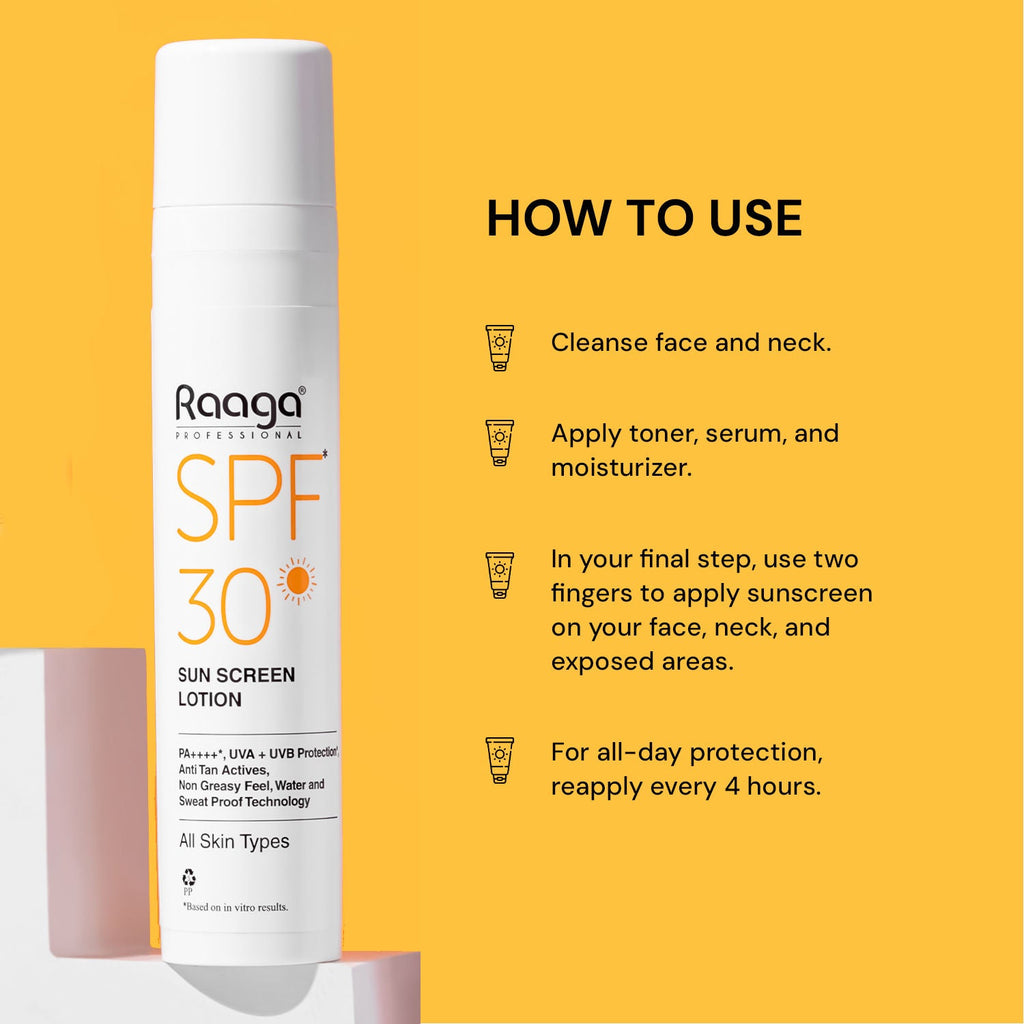Raaga Professional Spf 30 Pa++++ Sunscreen Lotion With Uva + Uvb Protection, All Skin Types, 55 Ml
