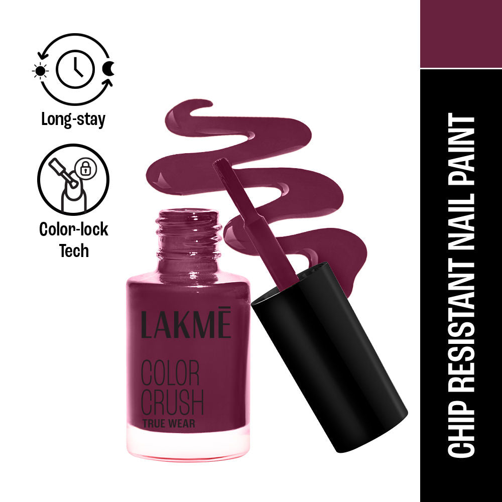 Lakme True Wear Color Crush Nail Polish, Long Lasting & Vibrant Nail Paint
