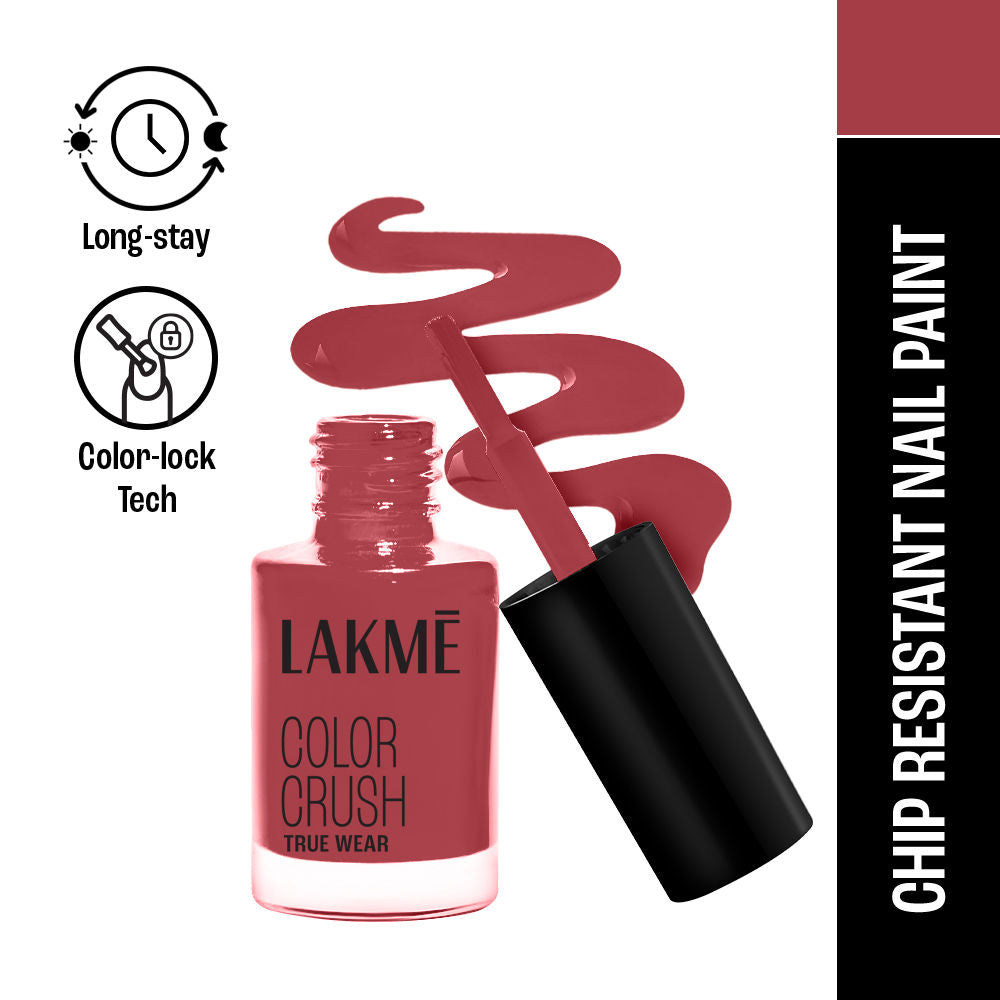 Lakme True Wear Color Crush Nail Polish, Long Lasting & Vibrant Nail Paint