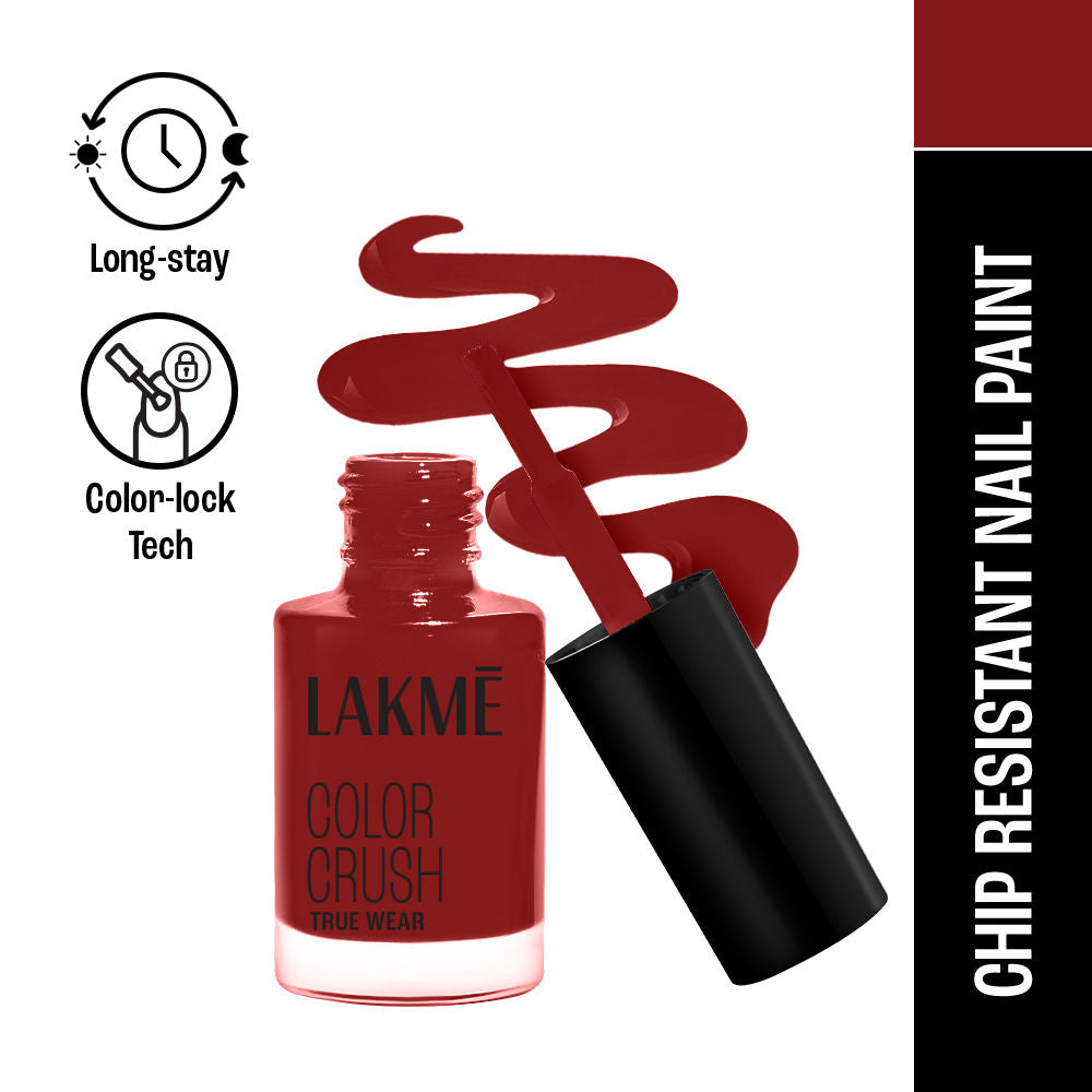 Lakme True Wear Color Crush Nail Polish, Long Lasting & Vibrant Nail Paint