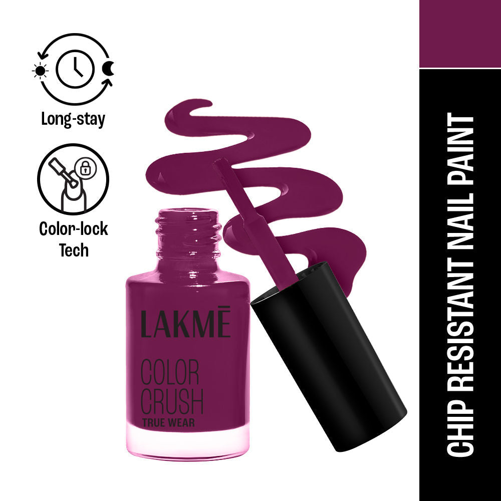 Lakme True Wear Color Crush Nail Polish, Long Lasting & Vibrant Nail Paint