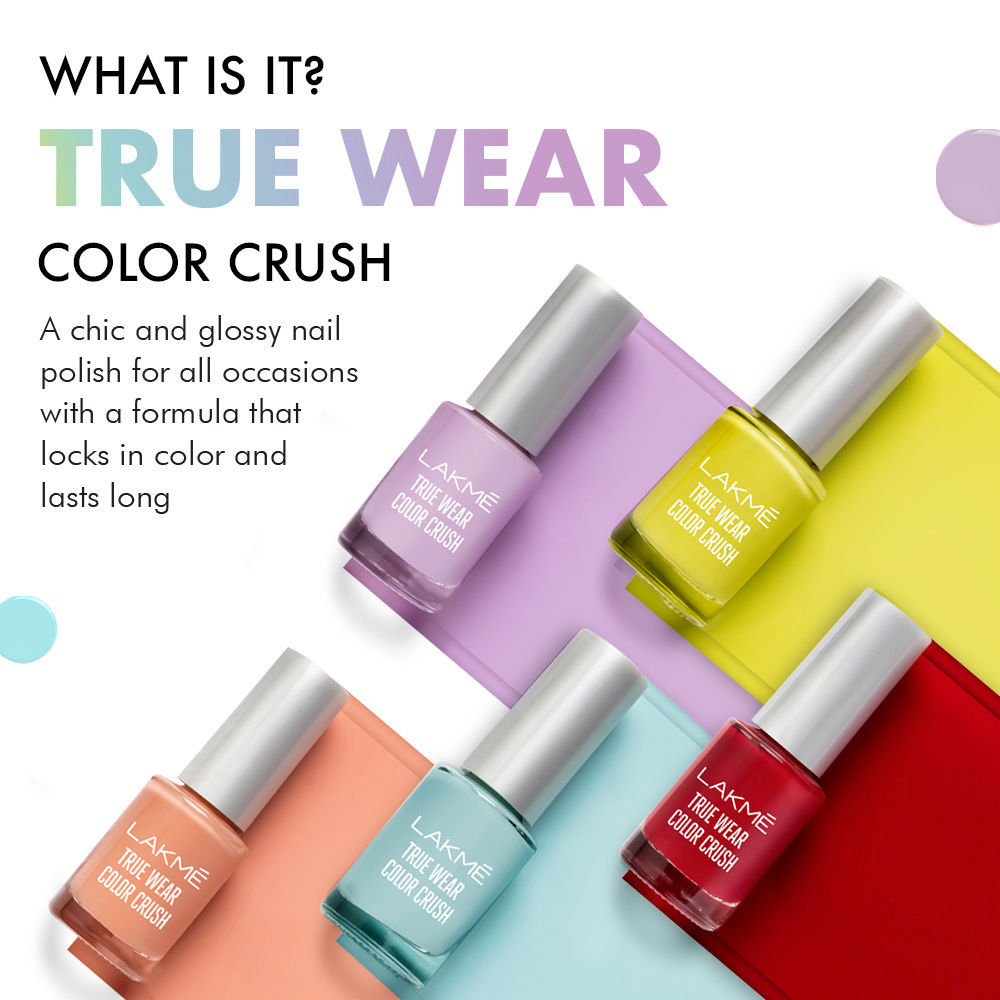Lakme True Wear Color Crush Nail Polish, Long Lasting & Vibrant Nail Paint