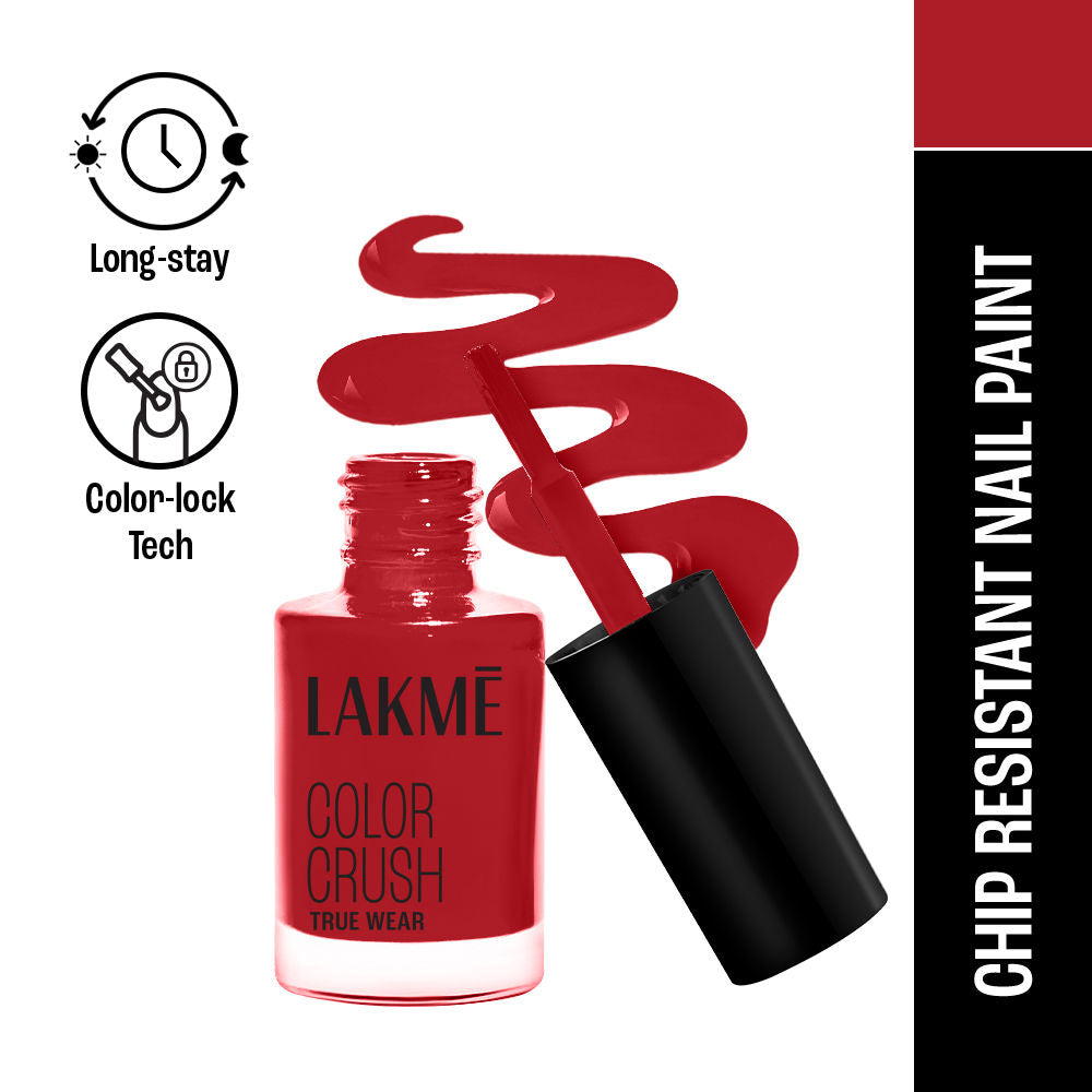 Lakme True Wear Color Crush Nail Polish, Long Lasting & Vibrant Nail Paint