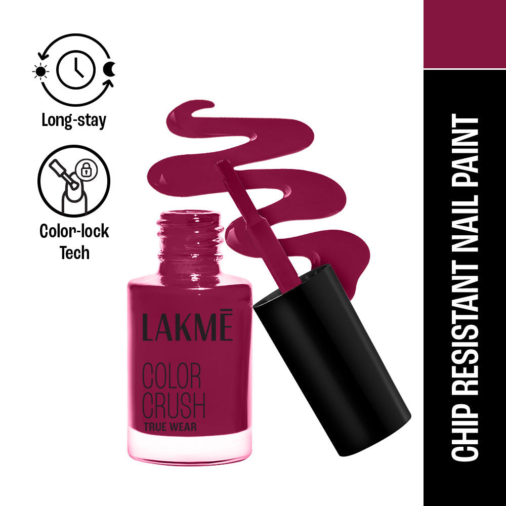 Lakme True Wear Color Crush Nail Polish, Long Lasting & Vibrant Nail Paint
