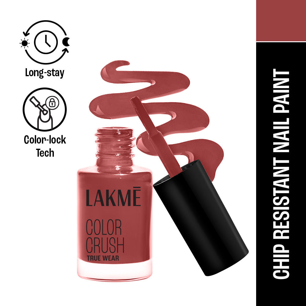 Lakme True Wear Color Crush Nail Polish, Long Lasting & Vibrant Nail Paint