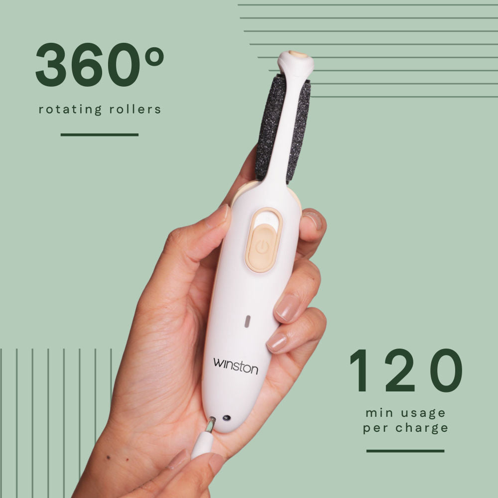 Winston Rechargeable Callus Remover Foot Scrubber for Dead Skin, Pedicure Machine for Smooth Feet