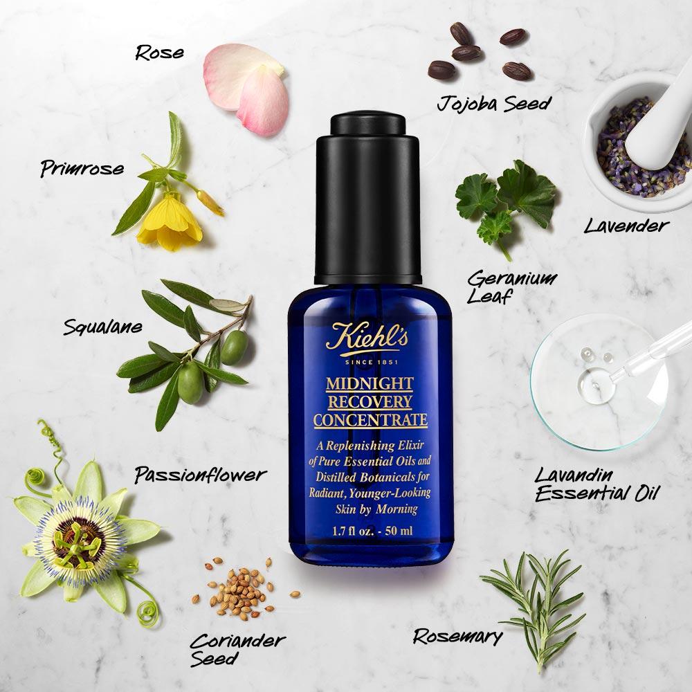 Kiehl's Midnight Recovery Concentrate Serum With Botanical Oil Blend For Radiant Skin