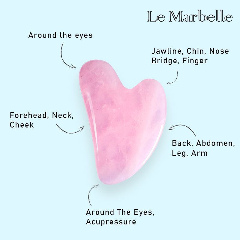 Le Marbelle Rose Quartz Gua Sha Stone Face Massager For Face, Neck Glow & Skin Brightening