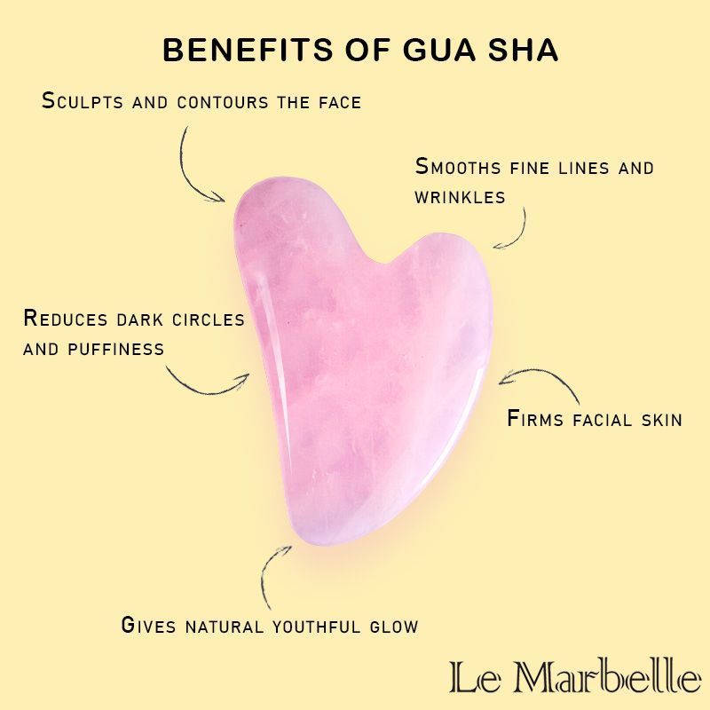 Le Marbelle Rose Quartz Gua Sha Stone Face Massager For Face, Neck Glow & Skin Brightening