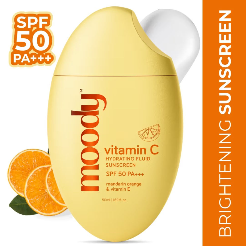 Moody Vitamin C Sunscreen With SPF 50 PA+++ For Dull Hyperpigmented Skin, Lightweight No Whitecast