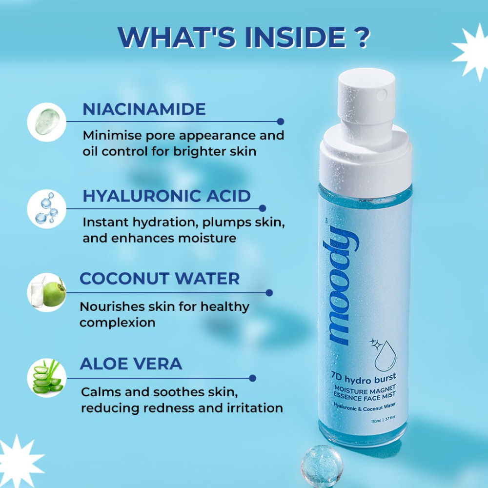 Moody Hydroburst Hyaluronic Face Mist Toner For Long Lasting Hydration Combination & Dry Skin Type